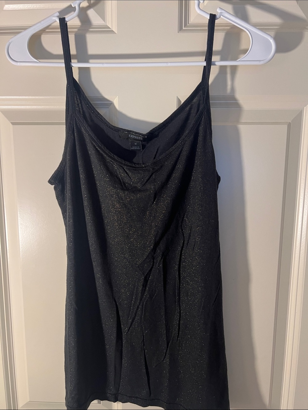 Express Black Sparkle Cowl Neck Camisole